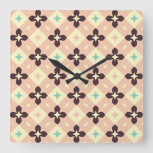 Seamless retro pattern with rounded squares square wall clock