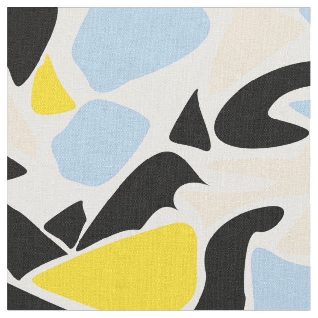 Seamless retro vintage elements blue yellow black  fabric (Close Up)