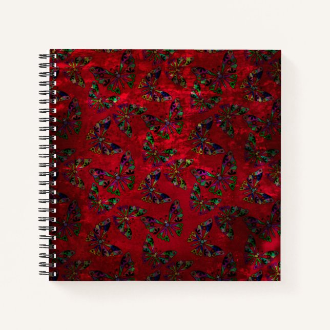 Seamless retro vintage kids abstract buttefly patt notebook (Front)