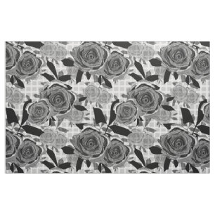 Seamless retro vintage monochromefloral roses flow fabric