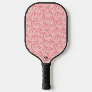 Seamless Ribbon Pattern In Charm And Tea Rose Pink Pickleball Paddle