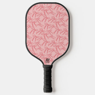 Seamless Ribbon Pattern In Charm And Tea Rose Pink Pickleball Paddle