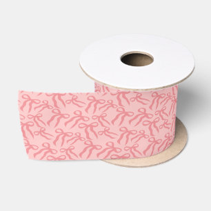 Seamless Ribbon Pattern In Charm And Tea Rose Pink Satin Ribbon