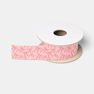 Seamless Ribbon Pattern In Charm And Tea Rose Pink Satin Ribbon