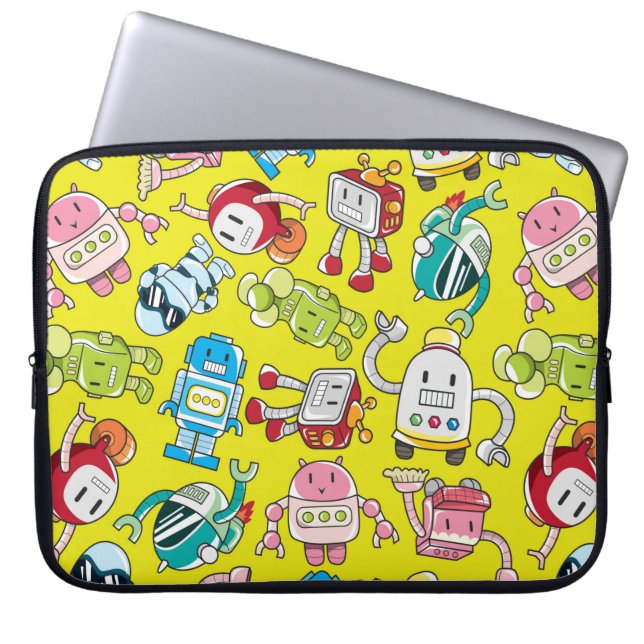 seamless robot pattern laptop sleeve (Front)