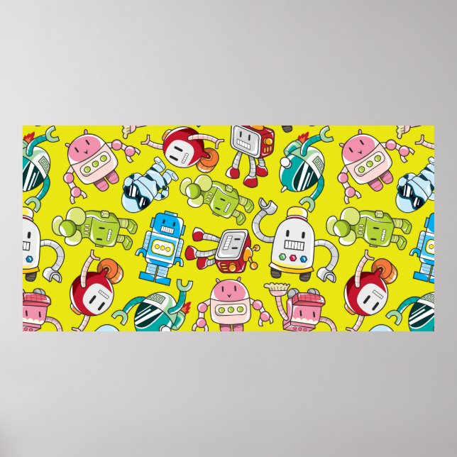 seamless robot pattern poster (Front)