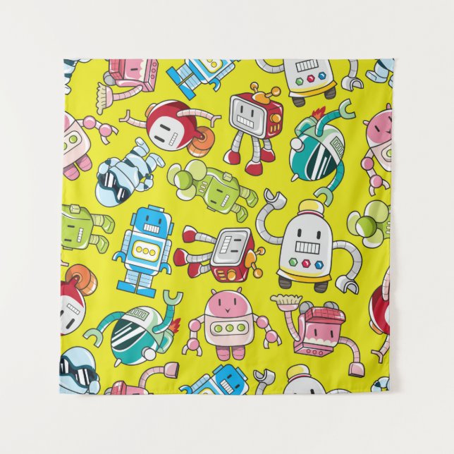 seamless robot pattern tapestry (Front)