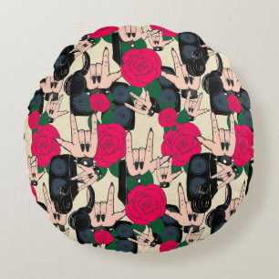Seamless Rock background. Abstract music modern pa Round Cushion
