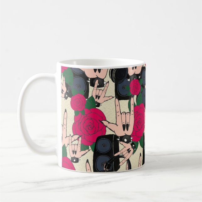 Seamless rock music, abstract pattern. coffee mug (Left)