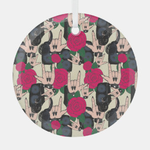 Seamless rock music, abstract pattern. glass tree decoration