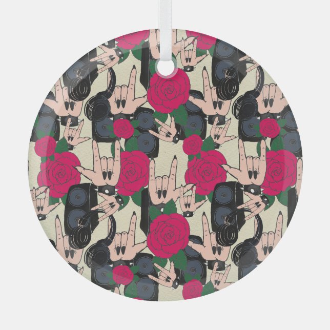 Seamless rock music, abstract pattern. glass tree decoration (Front)