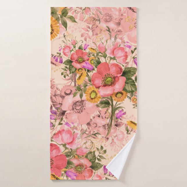 Seamless rococo pattern bouquets. Beautiful bouque Bath Towel (Bath Towel)
