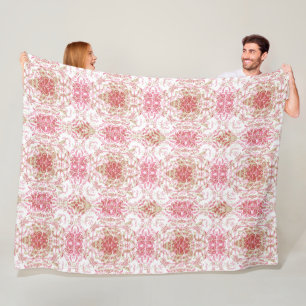 Seamless romantic feminine ornamental pink white p fleece blanket