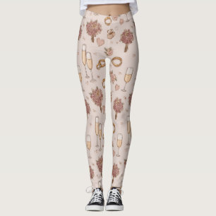 Seamless Romantic Wedding Pattern Leggings
