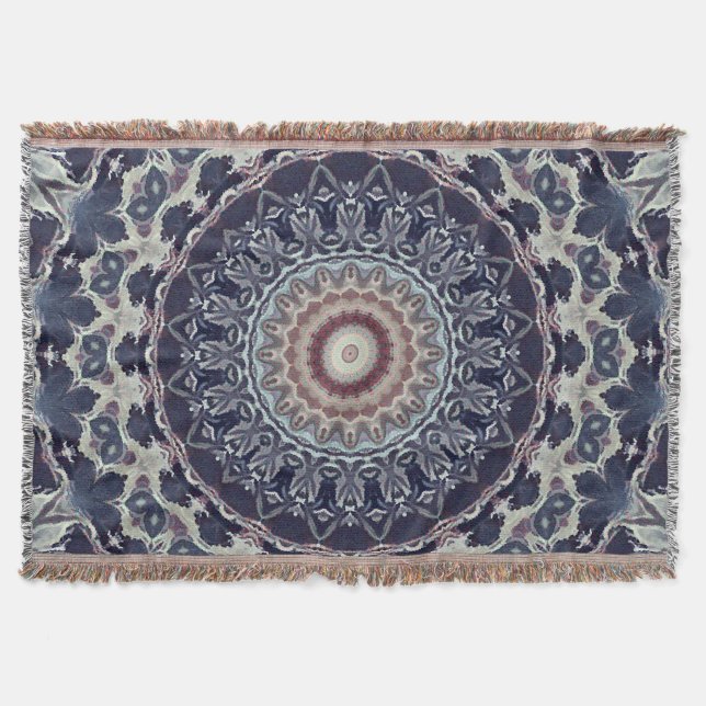 Seamless round ornamental mandala pattern arabic k throw blanket (Front)