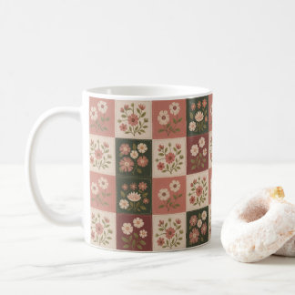 Seamless Rustic Floral Patchwork Coffee Mug
