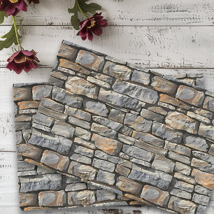 Seamless Rustic Stacked Stone Decoupage Tissue Paper