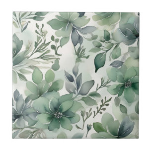 Seamless Sage Green Floral Tile