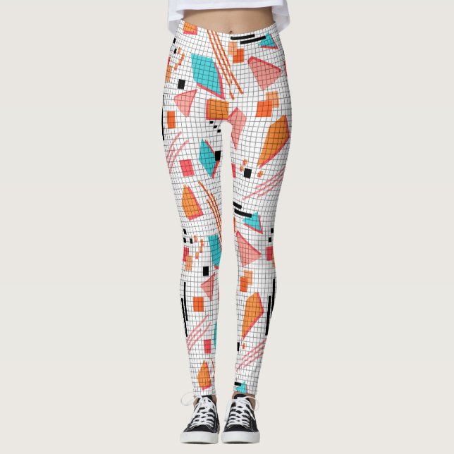Seamless school geometric memphis shapes pattern s leggings (Front)
