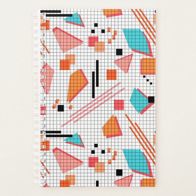 Seamless school geometric memphis shapes pattern s planner (Front)