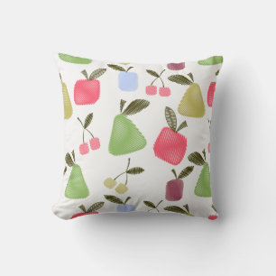 Seamless scratched cartoon fruits apples pears che cushion