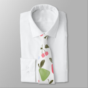 Seamless scratched cartoon fruits apples pears che tie