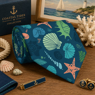 Seamless Sea Animals Tie