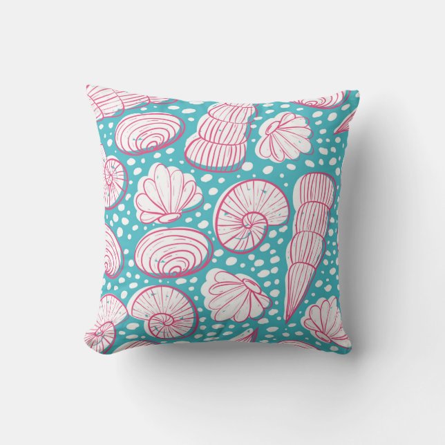 Seamless sea pattern with different shells. Vintag Cushion (Front)