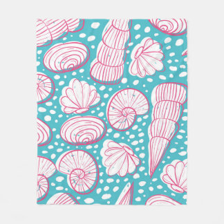 Seamless sea pattern with different shells. Vintag Fleece Blanket