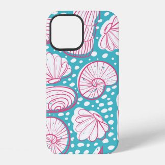Seamless sea pattern with different shells. Vintag iPhone 12 Case