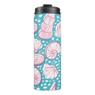 Seamless sea pattern with different shells. Vintag Thermal Tumbler