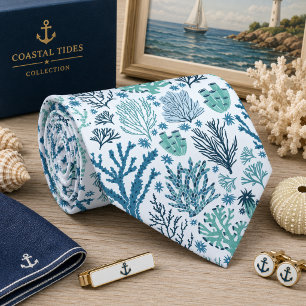 Seamless Sea Plants Marine Life Tie