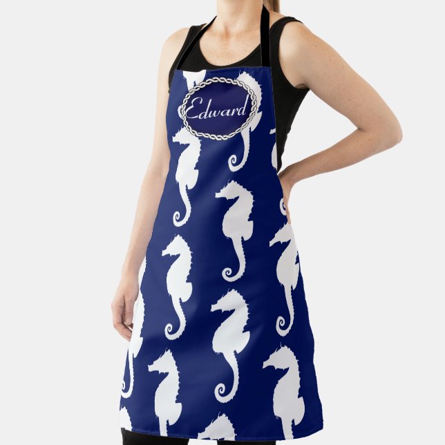 Seamless Seahorse Pattern Apron (Insitu)
