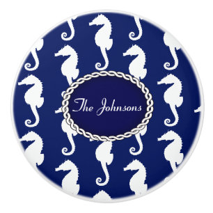 Seamless Seahorse Pattern Ceramic Knob