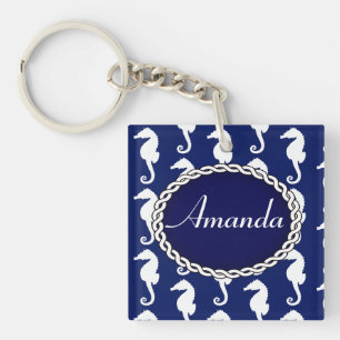 Seamless Seahorse Pattern Key Ring