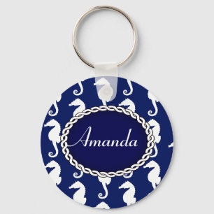 Seamless Seahorse Pattern Key Ring