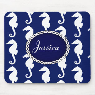 Seamless Seahorse Pattern Mouse Mat