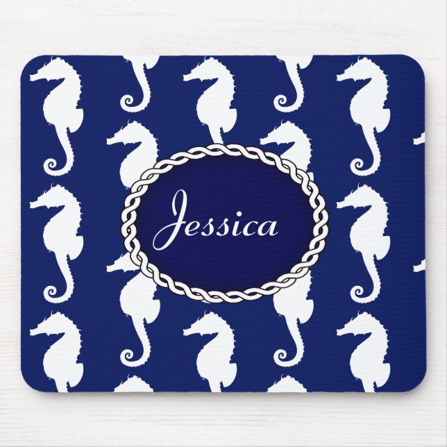 Seamless Seahorse Pattern Mouse Mat (Front)