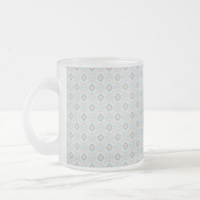 Seamless Seashell Pattern Frosted Glass Coffee Mug (Left)
