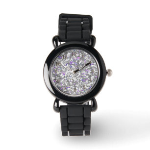 Seamless silver glittery sparkles glitter confetti watch