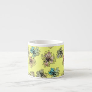 Seamless sketched lined flowers abstract modern pa espresso cup