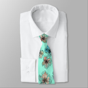 Seamless sketched lined flowers abstract modern pa tie