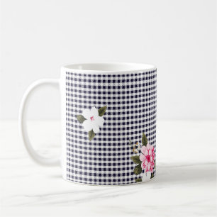 Seamless small checks and flower patternabstract,  coffee mug