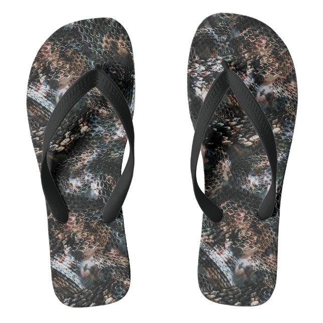 Seamless snake reptile lizard python skin leather flip flops (Footbed)