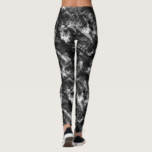Seamless snake reptile lizard python skin leather leggings (Back)