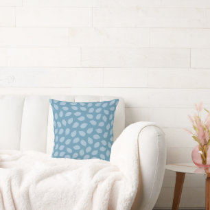 Seamless Soft Blue Leaf Pattern Cushion