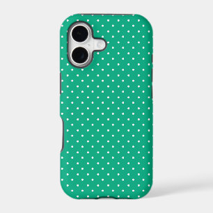 Seamless solid teal polka dot pattern