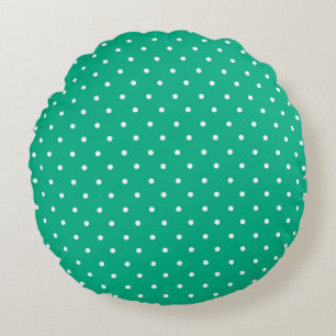 Seamless solid teal polka dot pattern round cushion