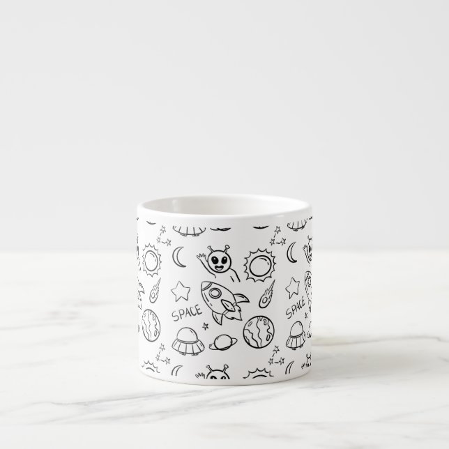 Seamless Space Doodle Pattern Espresso Cup (Front)