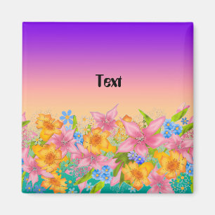 Seamless spring floral flowers pink yellow orange magnet